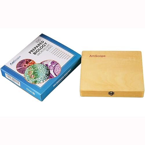 Miniatura 3 de AmScope PS100E - Juego de diapositivas preparadas para biología básica para estudiantes y uso en casa, juego de 100 toboganes de vidrio preparados