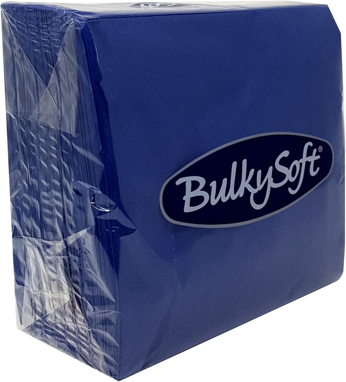 BulkySoft Paper Serviettes 2Ply Solid Colour Soft Napkins for Kitchen, Parties, and Events – Rip Proof Disposable Tableware - 33 × 33 cm – 100% Cellulose Pack of 100 Kitchen Napkins - Dark Blue