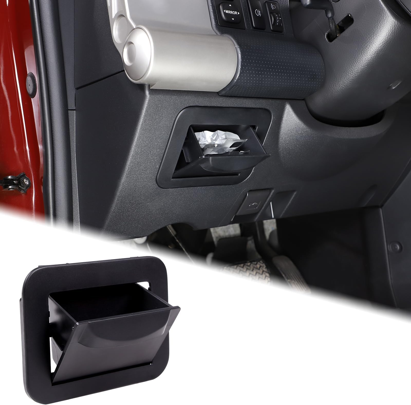 Aunginsy Center Console Fuse Storage Box Compatible with Toyota FJ Cruiser 2007-2021+, Car Driver Seat Multifunctional Coin Container Hidden Privacy Fuse Storage Organizer Tray ABS Inner Accessories