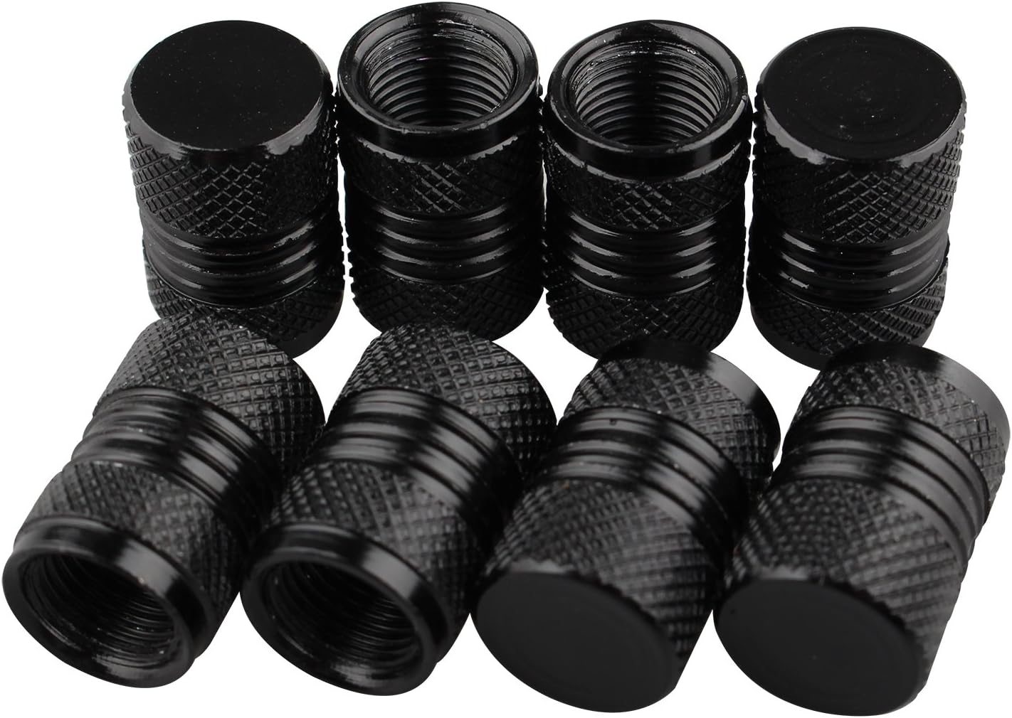 Futheda 8pcs Aluminum Alloy Dust Cap Car Wheel Tyre Caps Universal Automobiles Metal Valve Cap Auto Tire Valve Stem Dust Covers Car Accessories (Black)