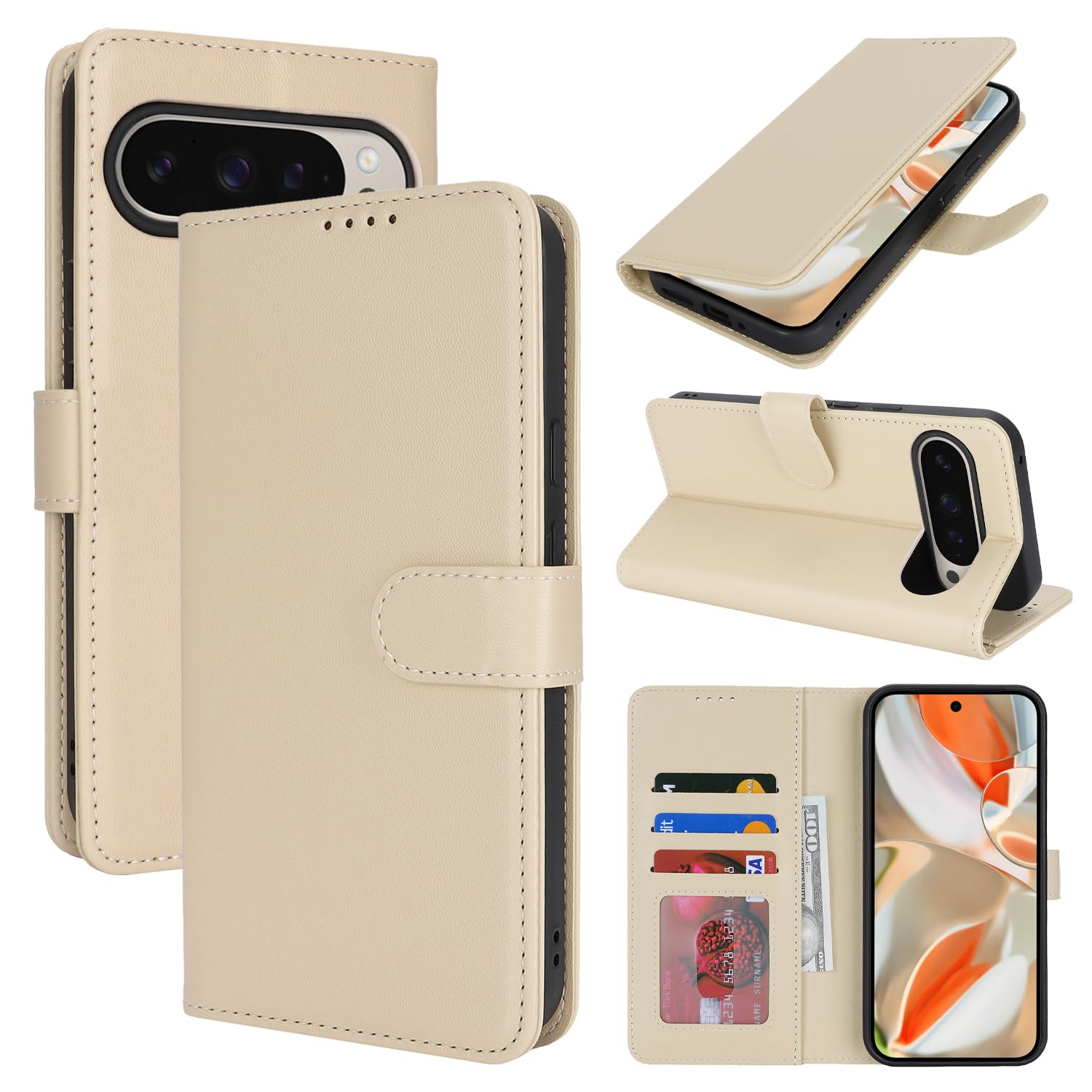 SunYoo for Google Pixel 9/9 Pro Case Wallet with Card Holder,Pixel 9/9 Pro Wallet Case for Men Women,PU Leather Shockproof Magnetic Buckle Stand Flip