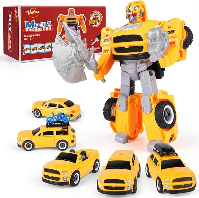 VATOS Transforming Bumble Toy Rescue Bots - 5 In 1 Transform Cars Converting Toys, Transformer Toys Action Figure Bumble Toy for Boys Girls Kids Ages 4 5 6 7 and Up
