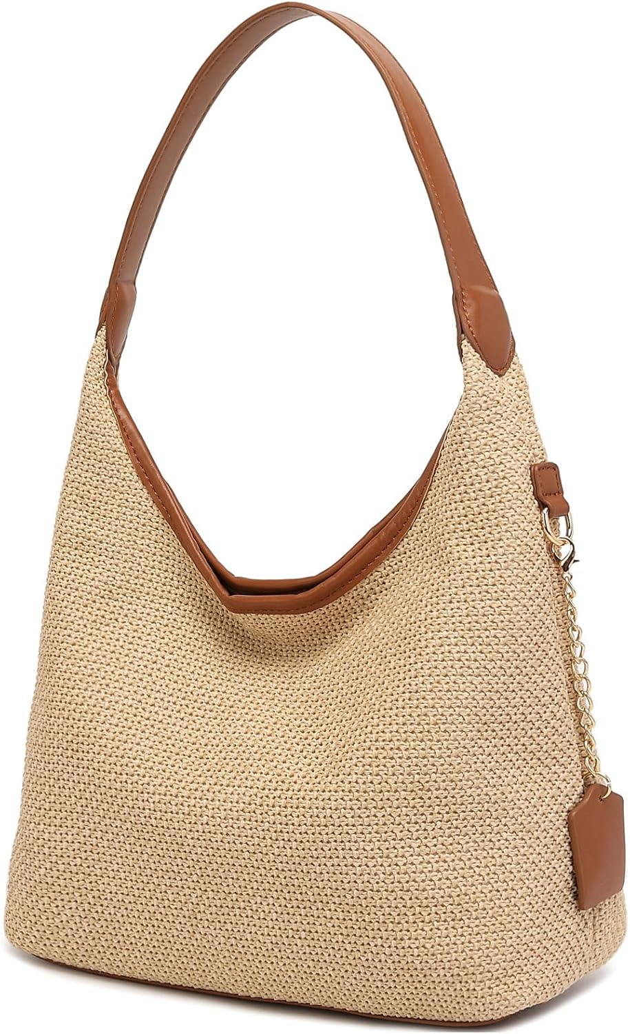 Straw shoulder bag for women, summer woven handbag, beach tote