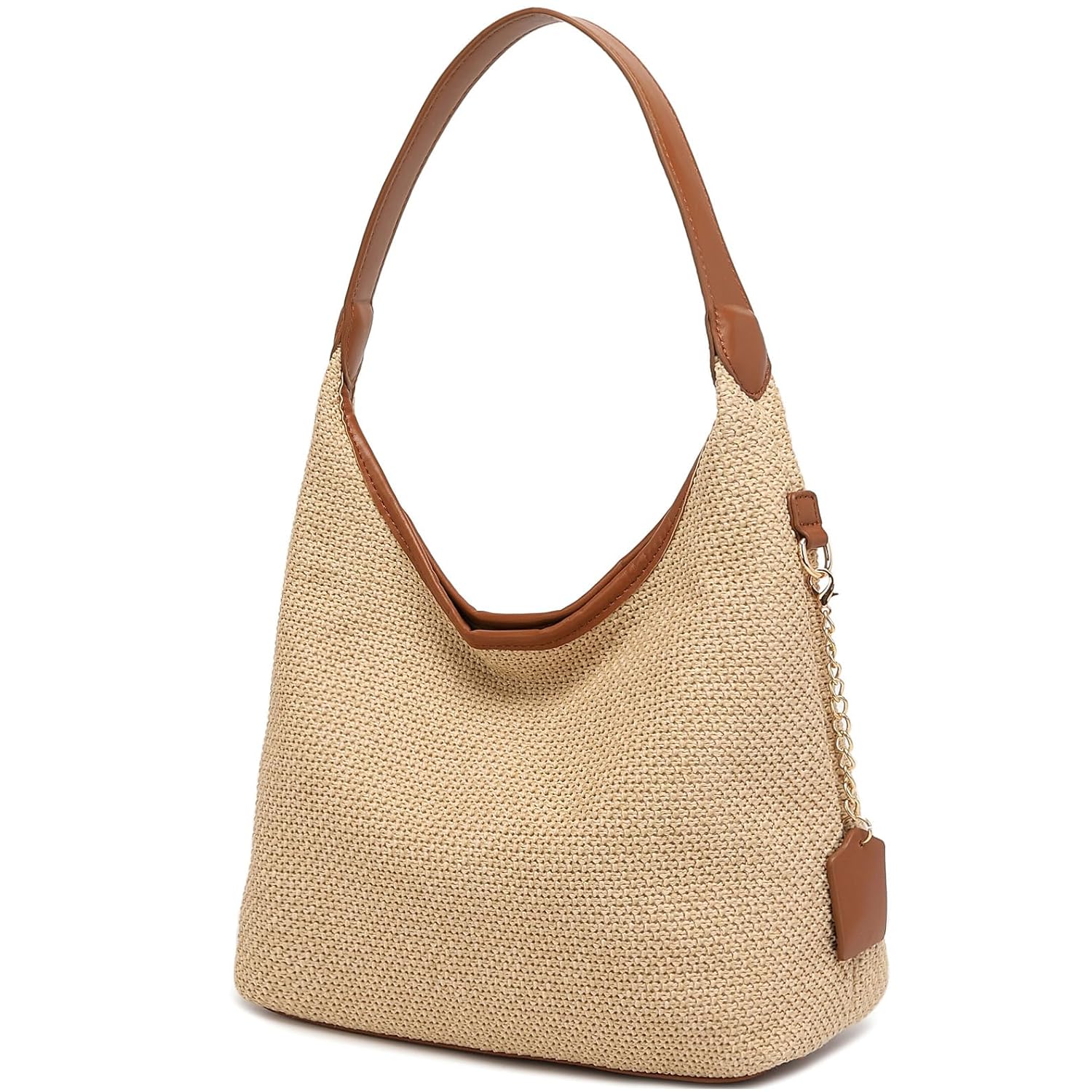 Straw Shoulder Bag for Women Summer Soft Woven Shoulder Purse Handbags Beach Tote Straw Bag for Vacation