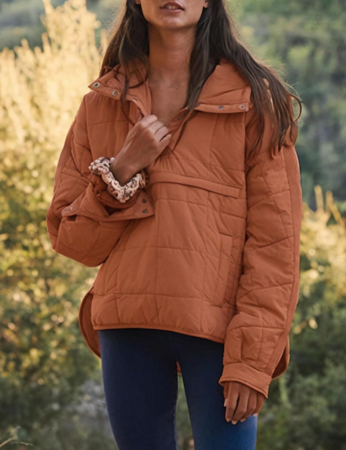 Women's Pullover Puffer Jacket Hooded Oversized Lightweight Quilted Jacket Winter Warm Padded Coat - Image 2