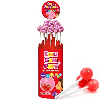 Zollipops GUM Popz 115ct Tube Display - Tube Display for Zolli GUM Popz with 115 Count of Flavorful Chewing Gum