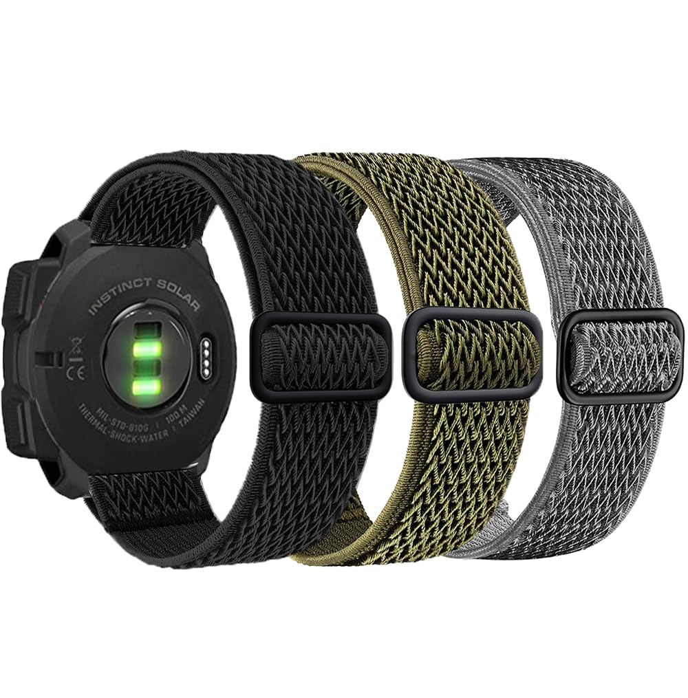 Olytop for Garmin Instinct/Instinct 2 Solar Watch Bands, 22mm Soft Elastic Nylon Ultra-light Wristband Stretchy Replacement Strap Men Women for Garmin