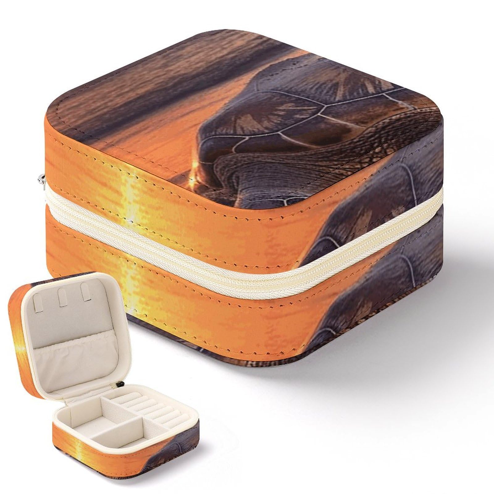 Boîte à bijoux tortue portable en velours pour bagues et colliers