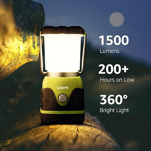 Miniatura 3 de Lepro Linterna LED de campamento de 1500 lúmenes, luz impermeable para tienda de campaña con 4 modos de luz, esenciales para camping, linterna