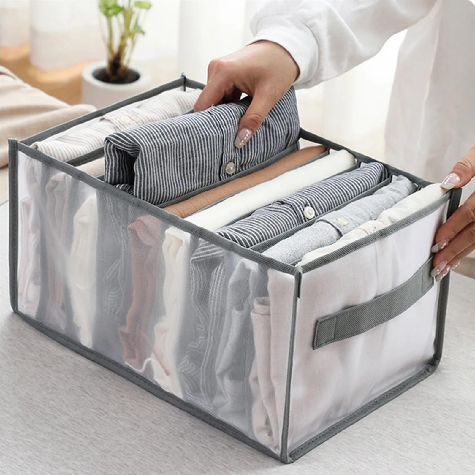 Organizer Cassetti Armadio portaoggetti pieghevole biancheria intima divisorio cassetto jeans guardaroba vestiti(Blue,2PCS color7)