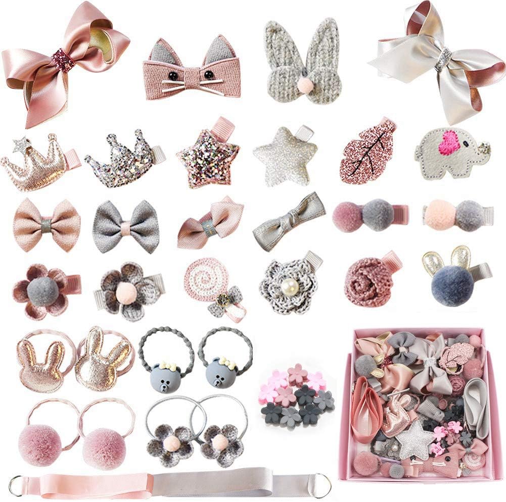 36 Pcs Baby Girl's Hair Clips Cute Mini Hair Bows Baby Elastic Hair Ties Hair Accessories Gift Set Ponytail Holder Hairpins Set For Infant Baby Little Girls Toddlers Kids Valentine's Day