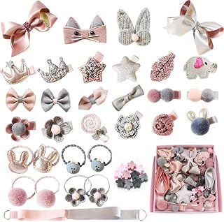 36 Pcs Baby Girl's Hair Clips Cute Mini Hair Bows Baby Elastic Hair Ties Hair Accessories Gift Set Ponytail Holder Hairpins Set For Infant Baby Little Girls Toddlers Kids Valentine's Day