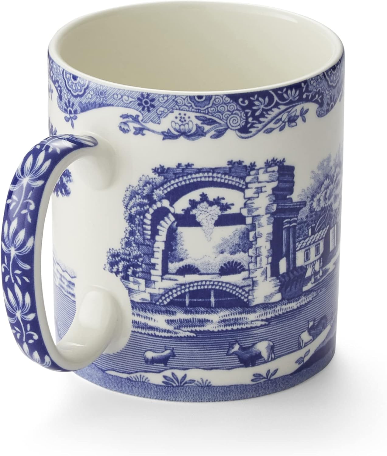 Spode Blue Italian Collection 9 Oz Mug | Hot Cup for Tea, Warm Beverages, and Coffee | Made of Fine Porcelain | Blue/White | Dishwasher and Microwave Safe