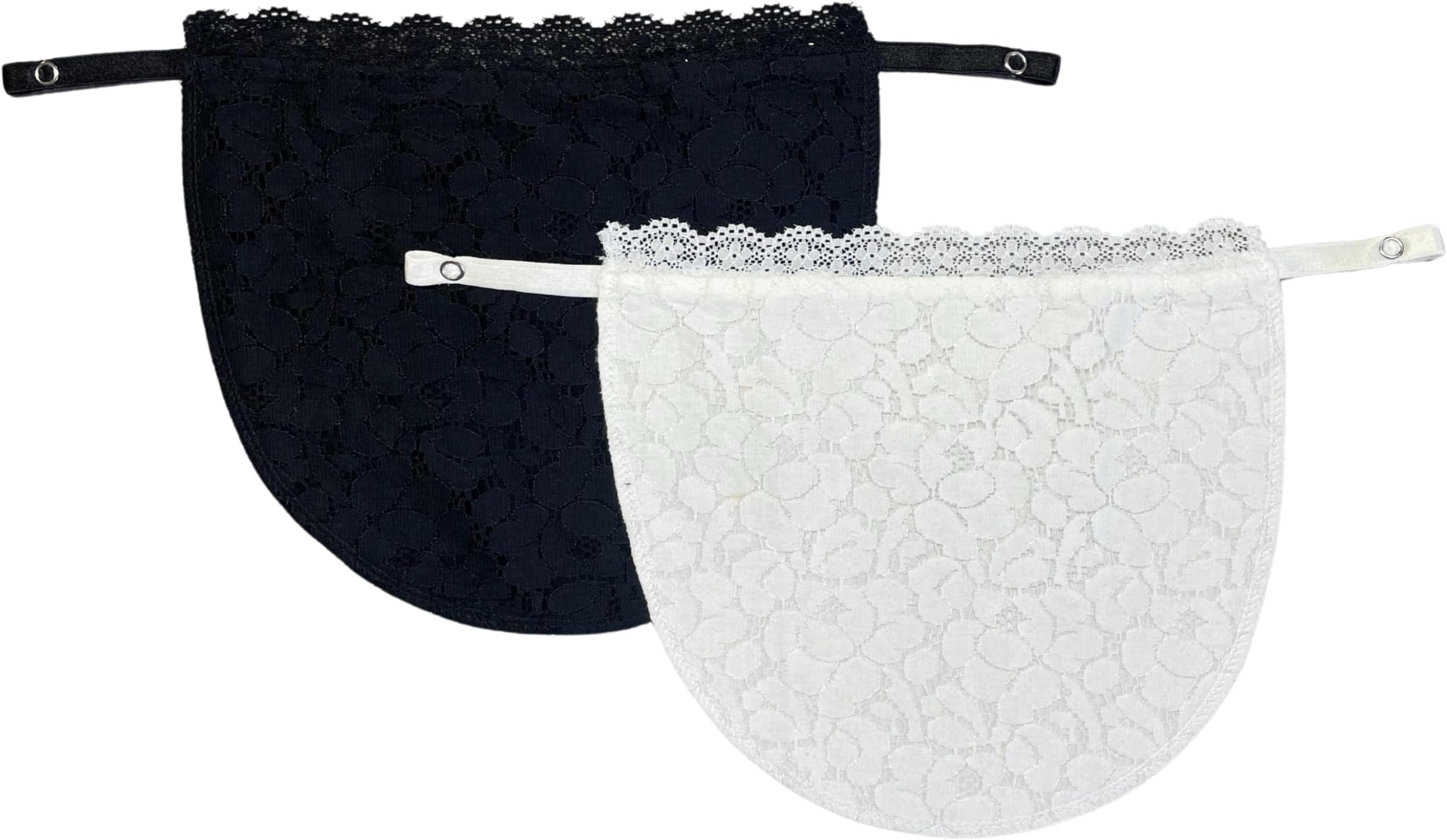 ESPRESSOLace Cover Up Modesty Clip-on Panel Mock Camisole Bra Insert - Pack of 2 - Black/White