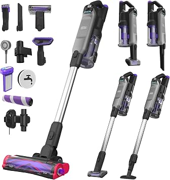 BLACK+DECKER SUMMITSERIES Vacuum for Pet Hair, Interchangeable Floorhead, Pet Vacuum for Pet Hair, LED Floor Lights, Bagless, Washable Filter, Lightweight BHFEA640WP