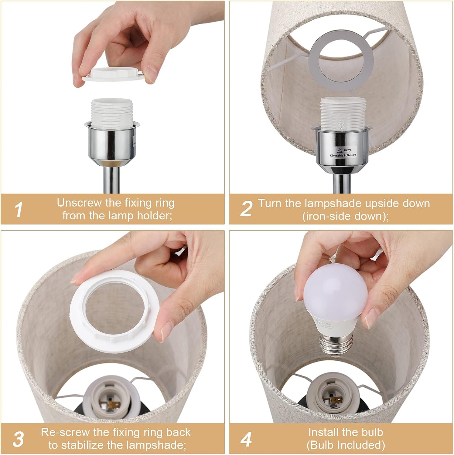 Bedside lamp with USB Ports for Bedroom, Touch Control Table Lamps with Fully Dimmable, Round Small Lamp for Nightstand Living Room, Office, Dorm (LED Bulb Included)