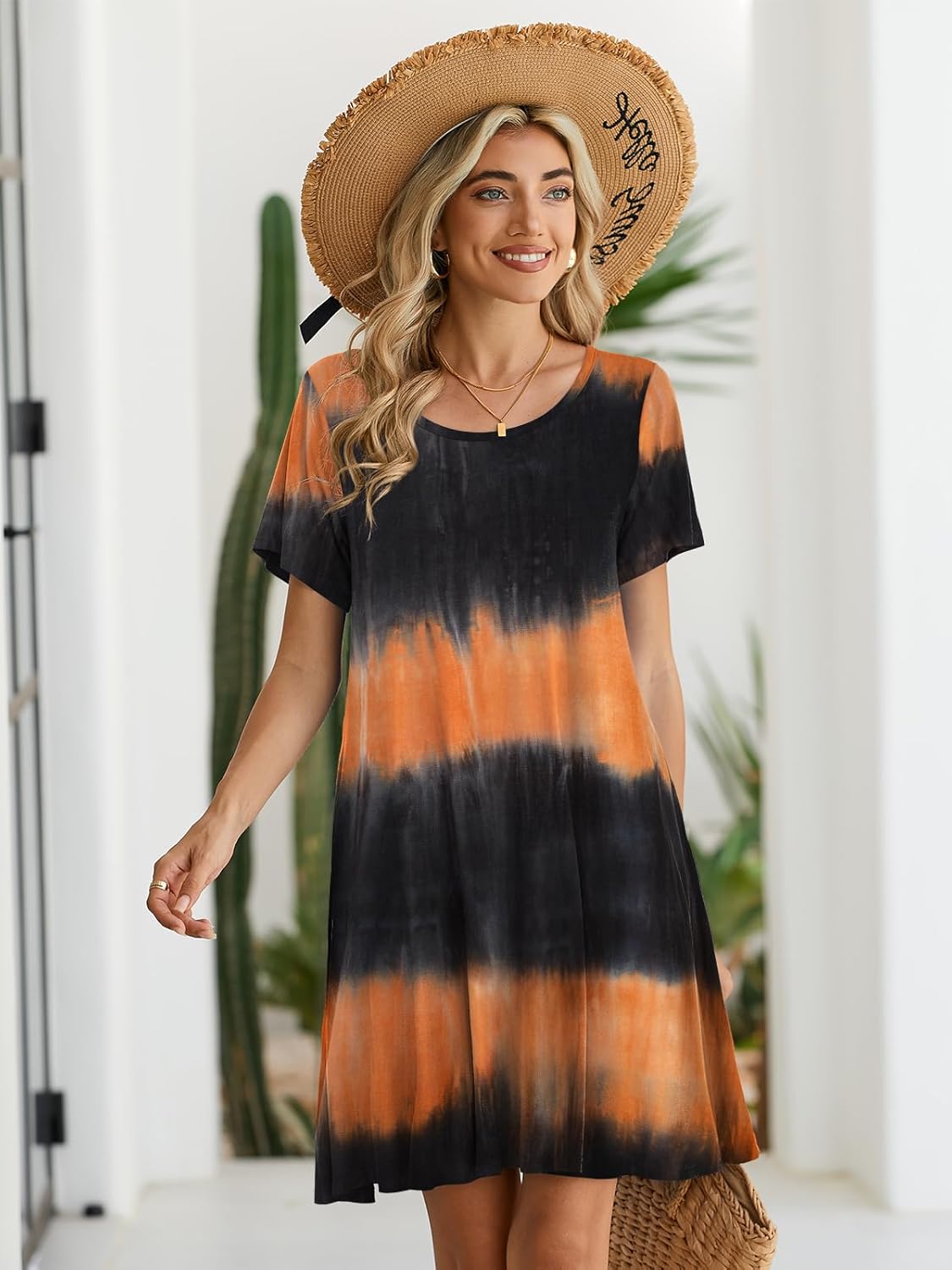 BELAROI Womens Summer Casual T Shirt Dress Loose Swing Tunic Dress Short Sleeve Sundress with Pockets - Image 4