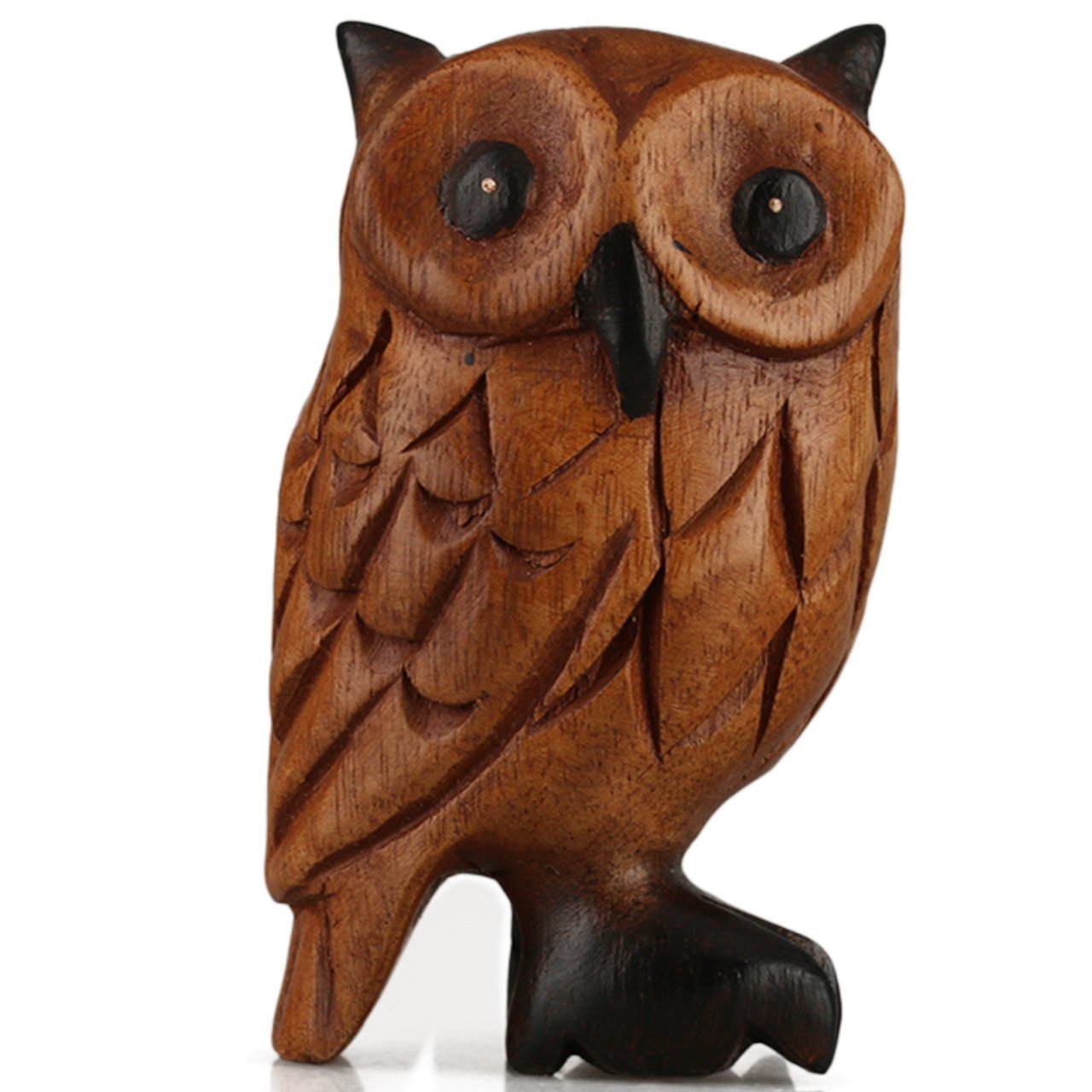 ART-CRAFT Holz-Eule Schnitzerei aus Albesia Holz 8cm