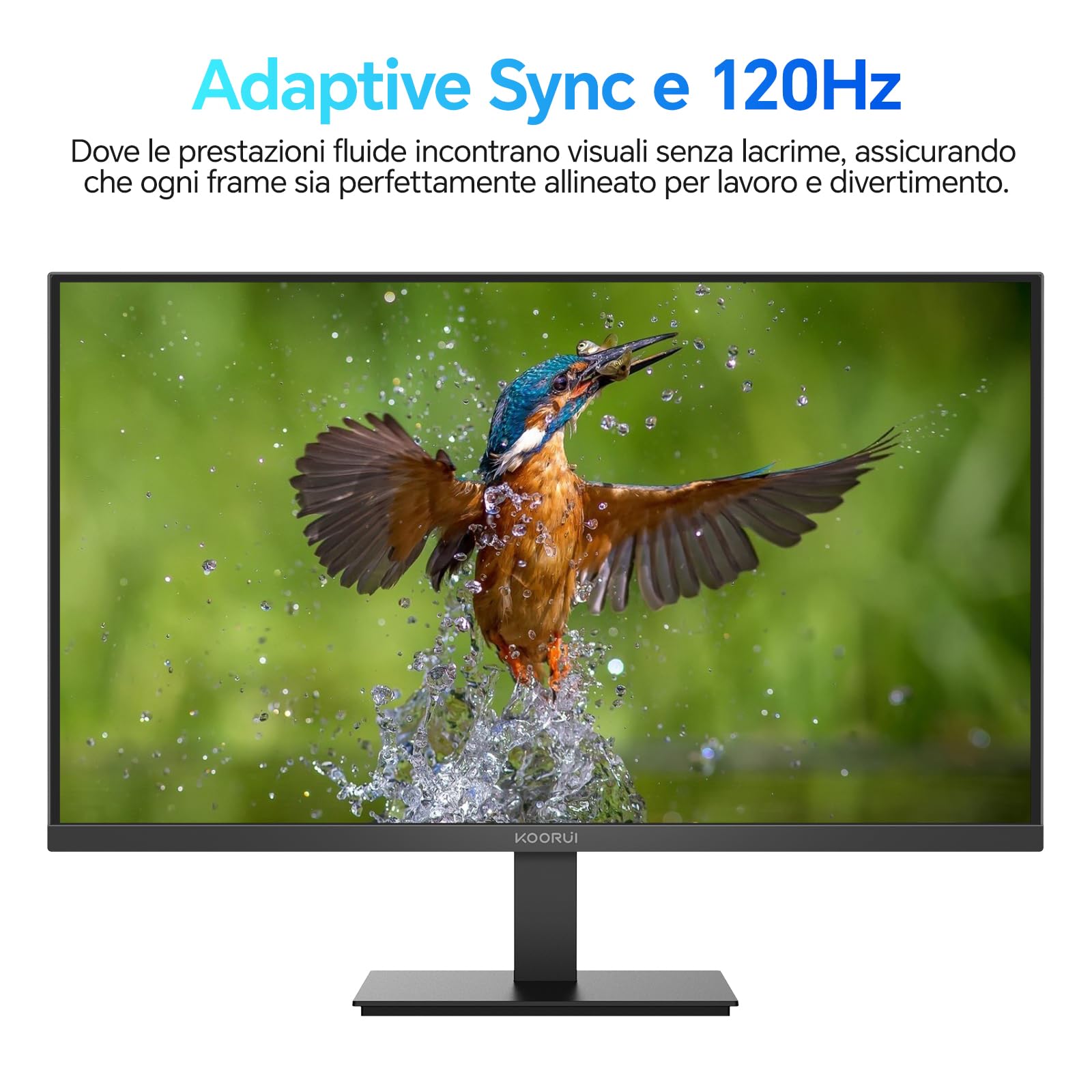 KOORUI E2711F Monitor PC 27 pollici, Full HD IPS 100HZ, 5ms, 1920x1080, Schermo PC HDMI1.4 e VGA, VESA 100x100 mm, Adaptive Sync, Inclinazione Regolabile, Pannello ultra Sottile
