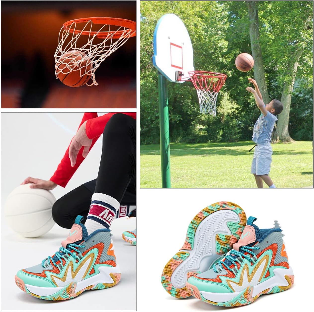VITUOFLY Kids Basketball Shoes Boys Air Cushion Sneakers Girls Mid Top School Hoops Shoes Non-Slip Outdoor Sports Running Gym Comfortable Durable Little Kid/Big Kid - Image 6