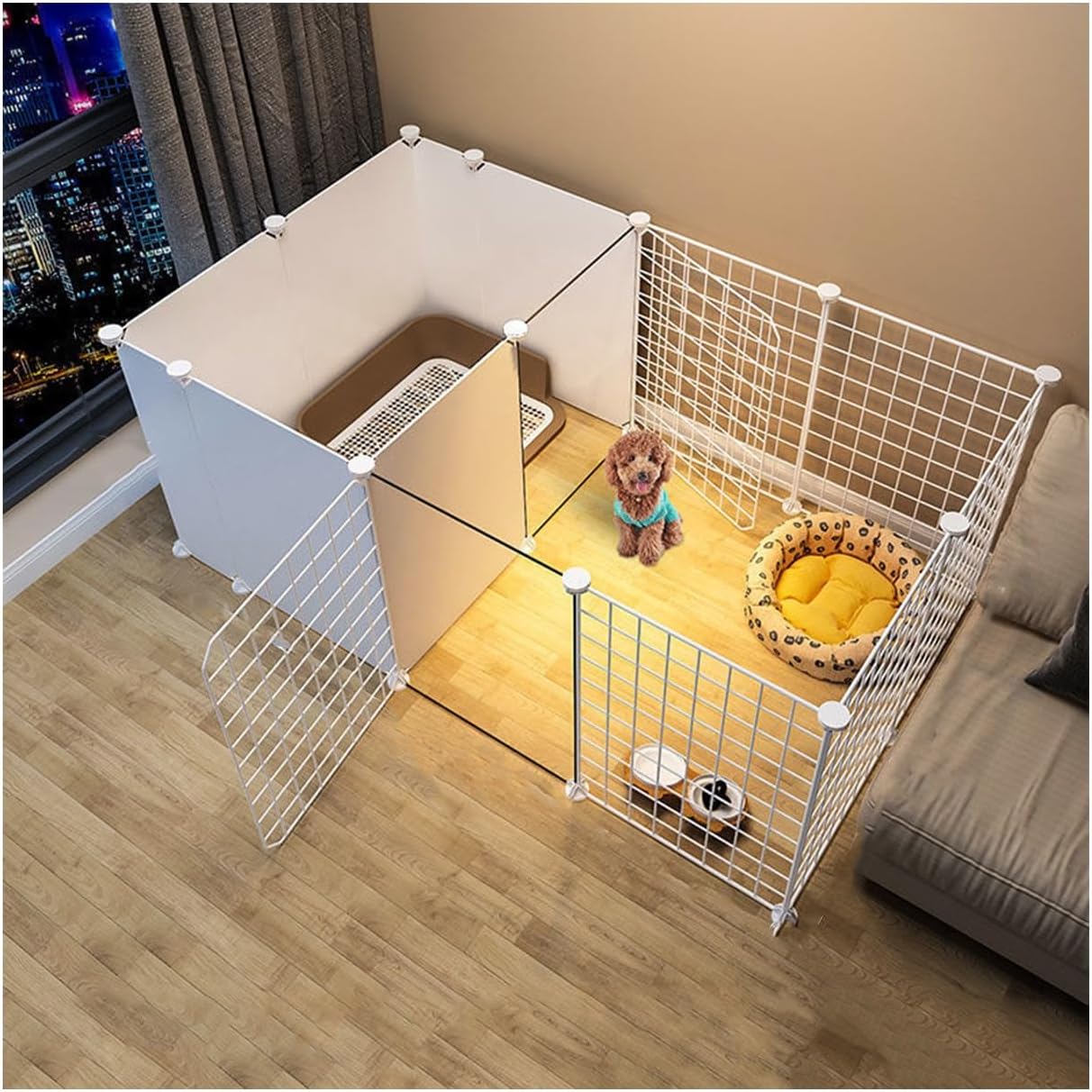 Portable Heavy-Duty Puppy Pen with Door - Lightweight Indoor/Outdoor Dog Playpen, Durable Plastic Pet Exercise Fence for Safe Play Area - Ideal for Puppies & Small Dogs (White)