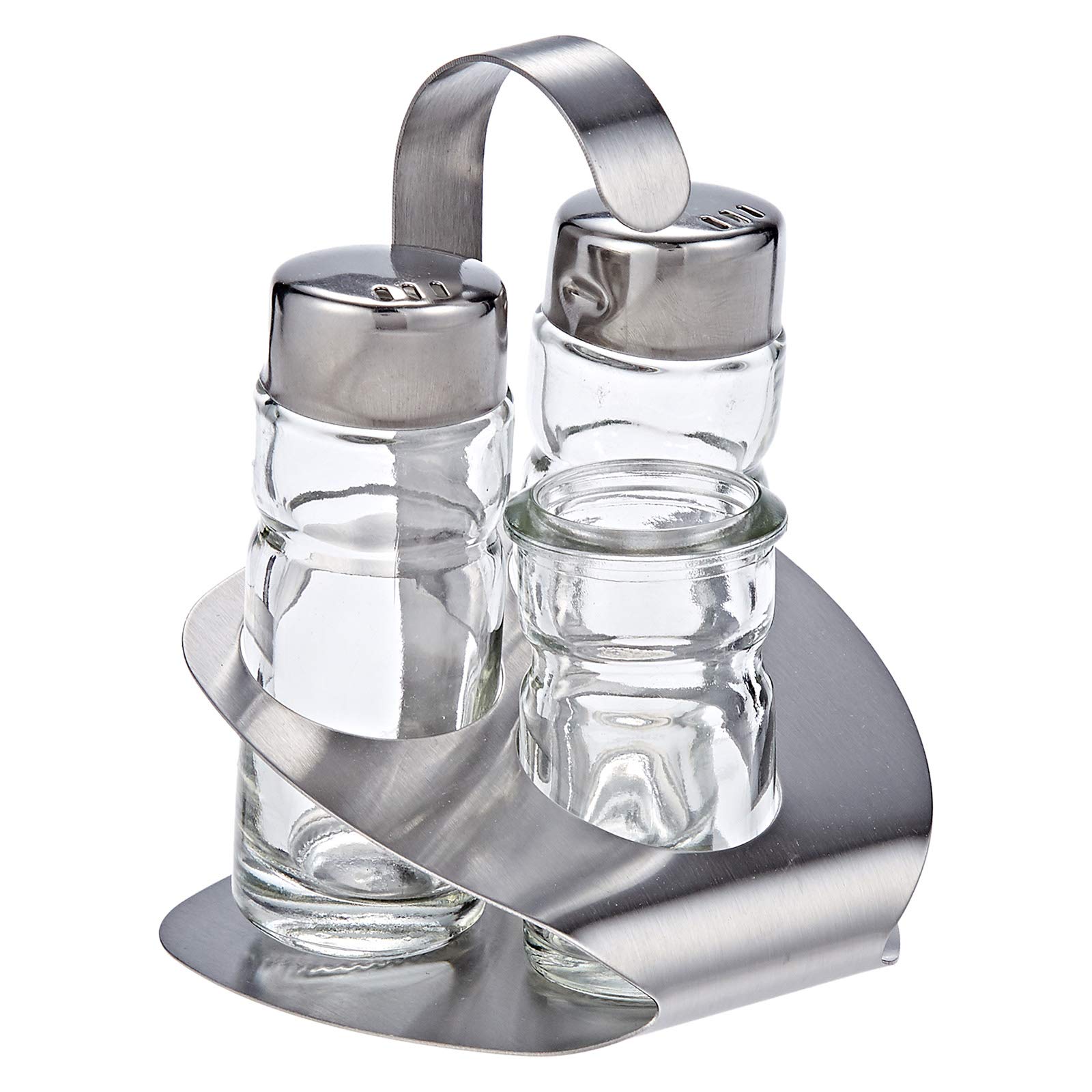 83113 Salt, Pepper And Toothpick Bottles With Metal Stand Set - 2 Pieces,Clear