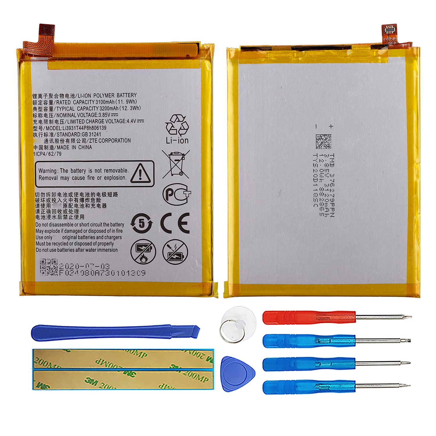 Duotipa Battery Li3931T44P8h806139 Compatible with for ZTE Visible R2 Z5151V with Repair Tool Kit