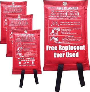 Inf-way 39.3x39.3" Fiberglass Fire Blanket - Flame Retardant Emergency Safety Cover for Kitchen, Grill, Car, Camping