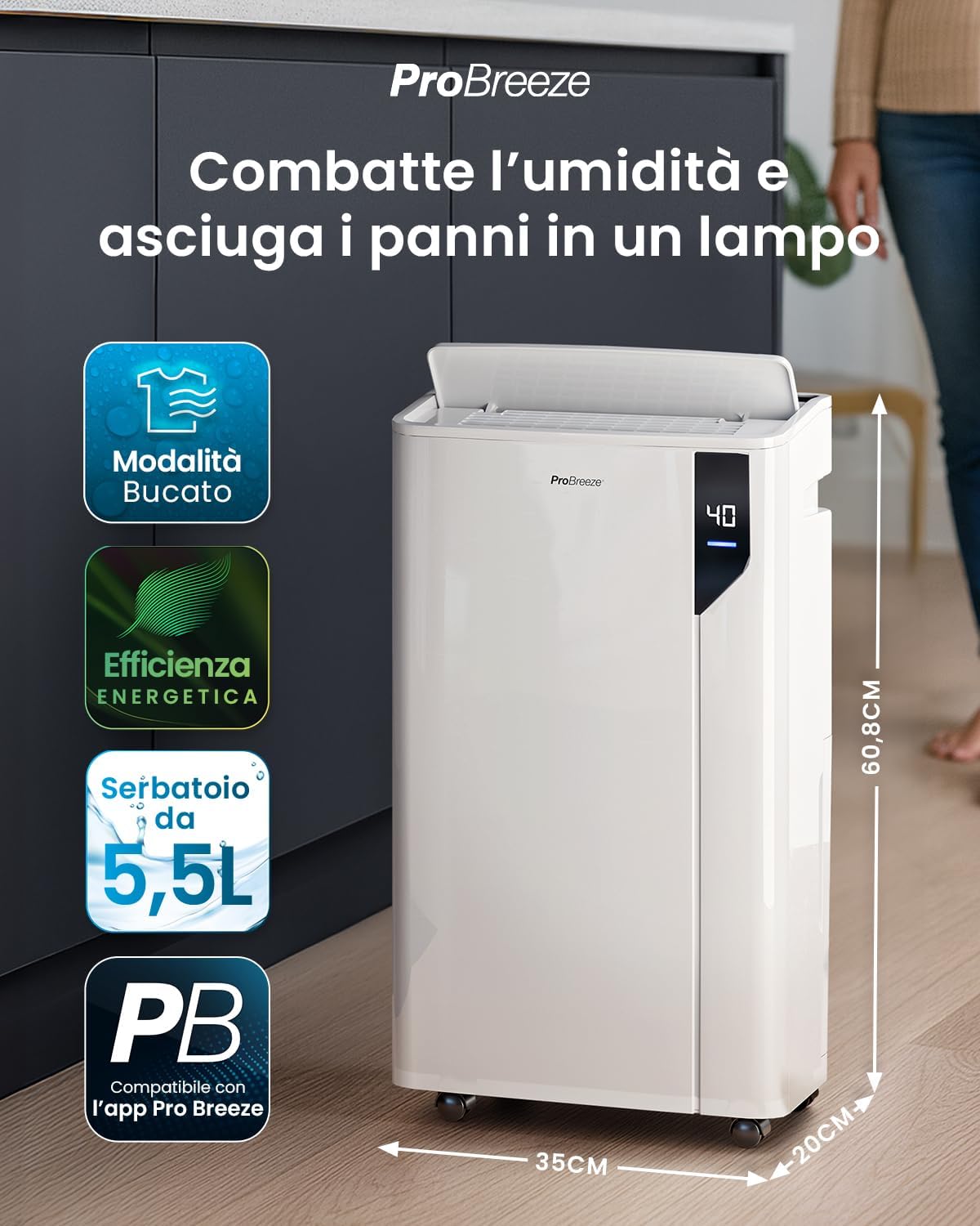 Funzione oscillazione automatica 90° per copertura ottimale