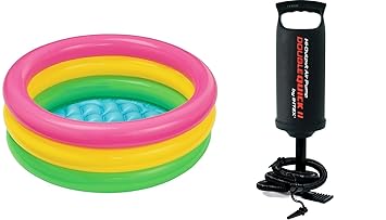 intex 5ft big size inflatable swimming pool with hand pump- Multi color