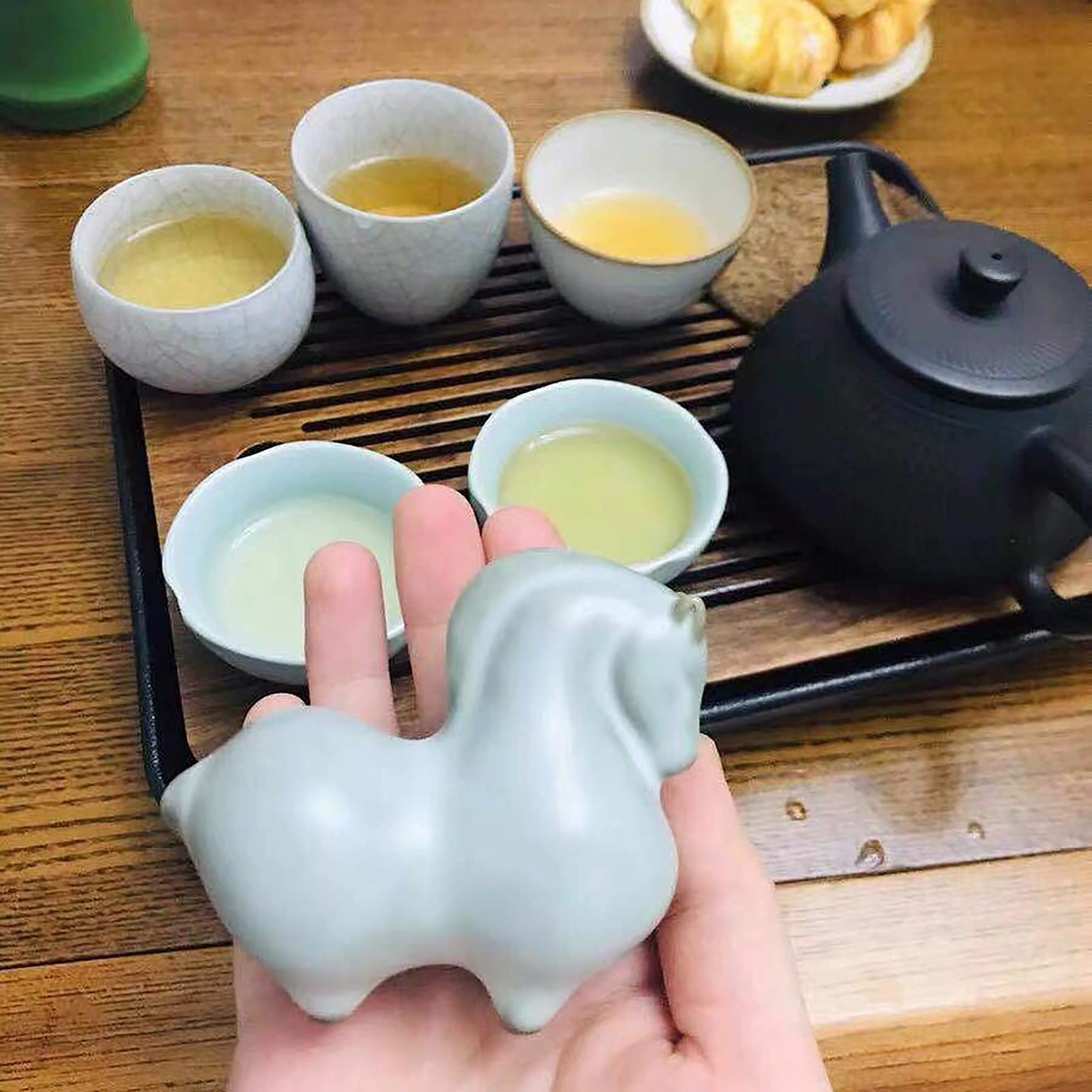 Amazon.co.jp: 中国茶寵、Ruキルン茶寵かわいいセラミック馬水茶寵ミニ