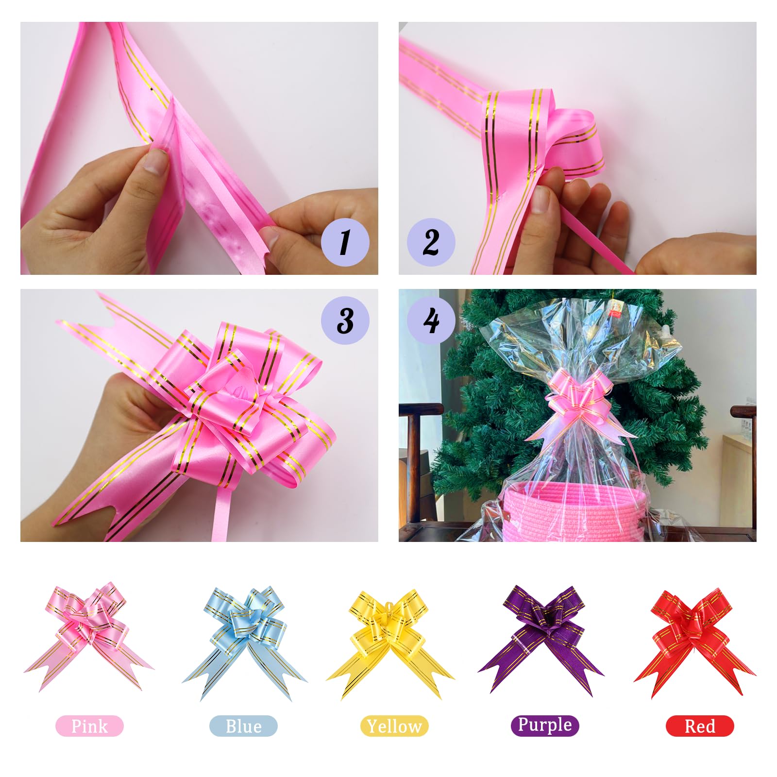 CATELL 10 Pezzi Sacchetti Grandi in Cellophane, 5 Sacchettis di Cellophanes Grandis 60 X 75 cm con 5 Fiocchi Sacchetti di Cellophane Grandi Trasparente per Cesti Artigianato Fiori e Confezioni Regalo