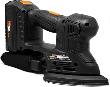 WEN Cordless Palm Sander with 20V Max 2.0 Ah Lithium-Ion Battery and Charger (20401) Black