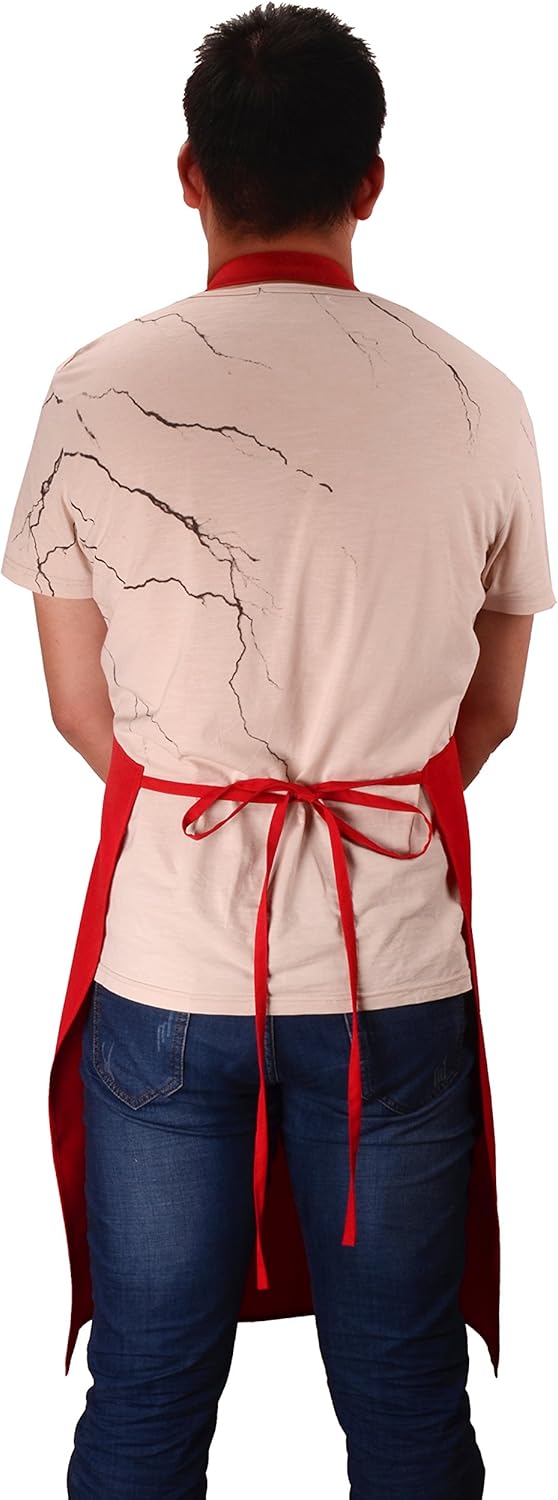 Christmas Red Professional Waterdrop Resistant Adjustable Extra Long Bib Apron 3 Pockets Home Kitchen Garden Restaurant Cafe Bar Pub Bakery for Cooking Chef Baker Servers Craft - Image 6