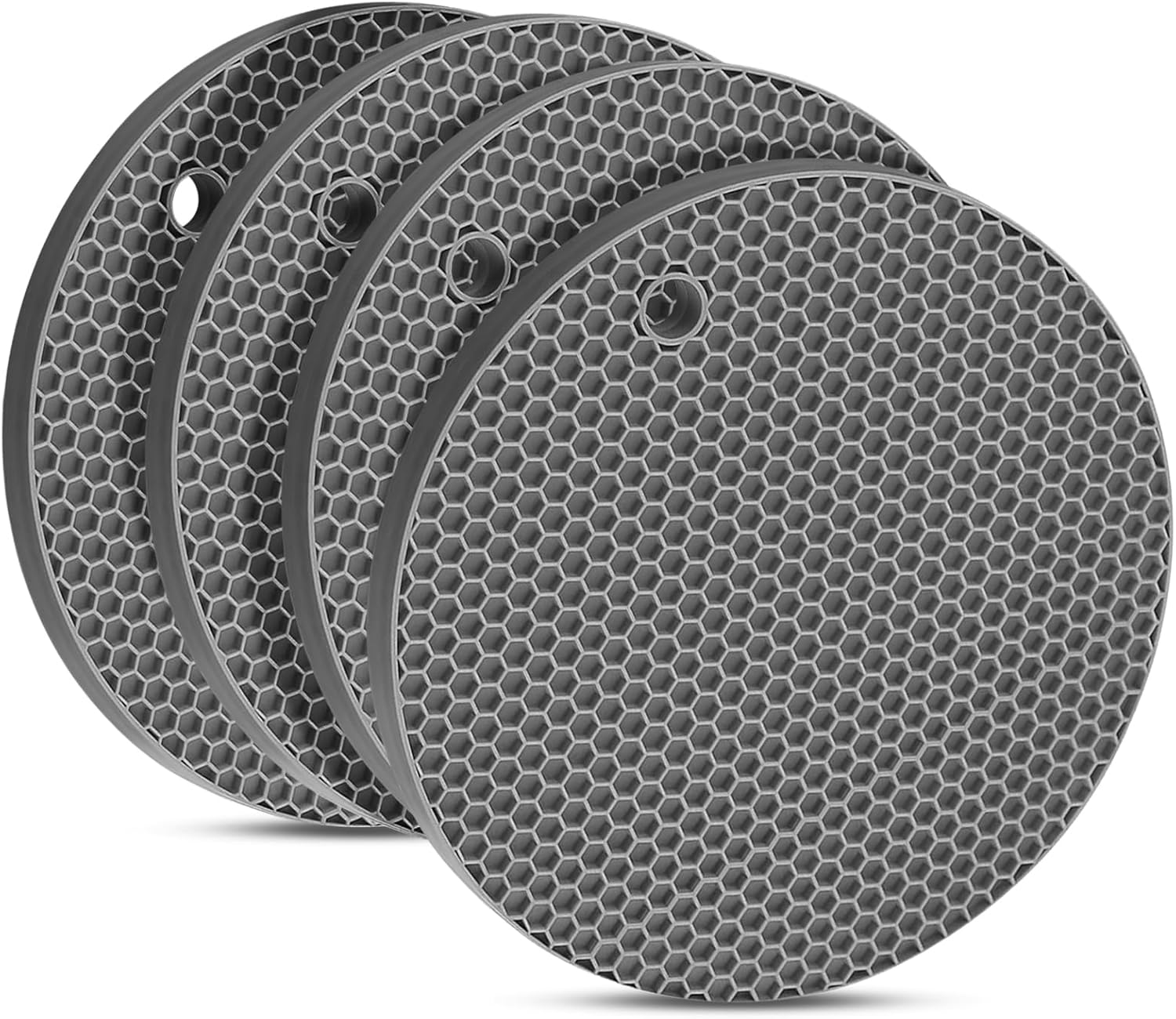 bihijua 4-Pack Premium Silicone Trivets - Heat-Resistant BPA-Free Hot Pads, Non-Slip Mats for Pots, Pans, Spoon Rests & Kitchen Counters