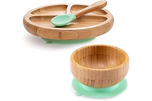 Bamboo Baby Dishes: Suction Plate, Bowl, and Spoon Set for Toddlers