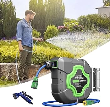 散水ホース 自動巻取り ホースリール 伸縮式 壁掛け式 床置き式 35m 散水ホース 自動巻取り ホースリール 伸縮式 壁掛け式 床置き式 35m