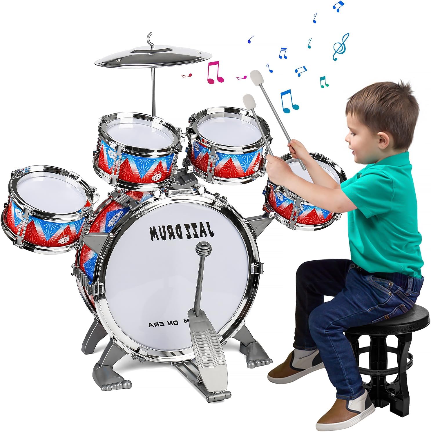Baby Einstein Toys Kids Drum Set With Lights All-Plastic Jazz Kit