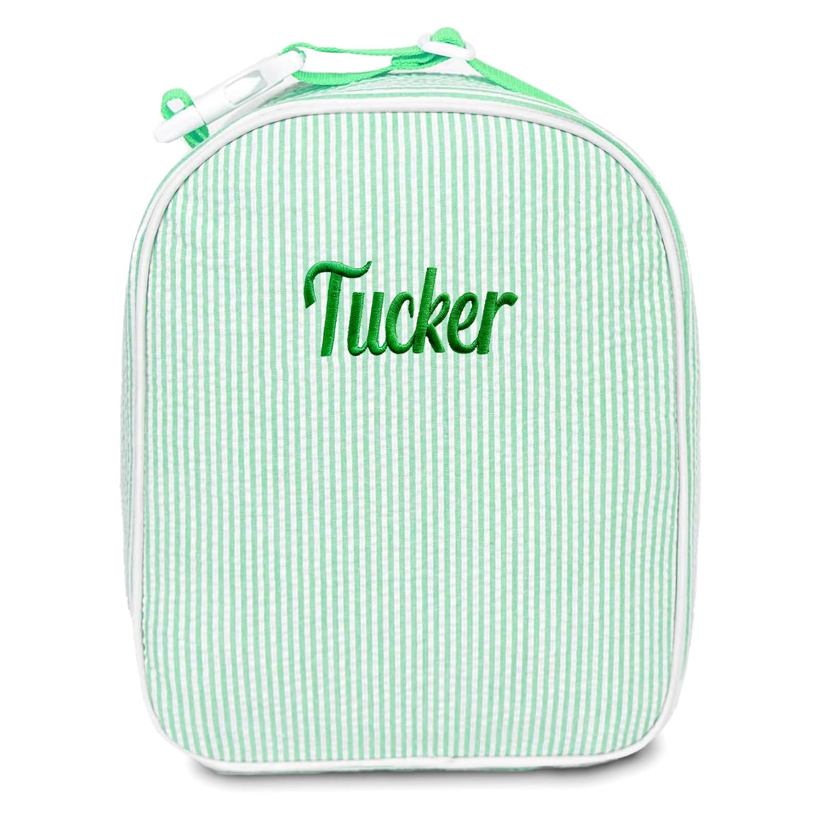 ZGCYSMHT Personalized Seersucker Lunch Bag | Custom Embroidered, Insulated Leakproof Cooler with Adjustable Strap, Lightweight Stain-Resistant Lunch