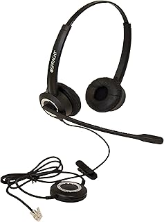 Spracht ZUMRJ9B Zum RJ9 Dual Ear Headset for Desktop Phones with Microphone Noise Canceling Compatible with Cisco Phillips Yealink Avaya Huawei Snom Akuvox Grandstream Sangoma NEC Polycom Panasonic