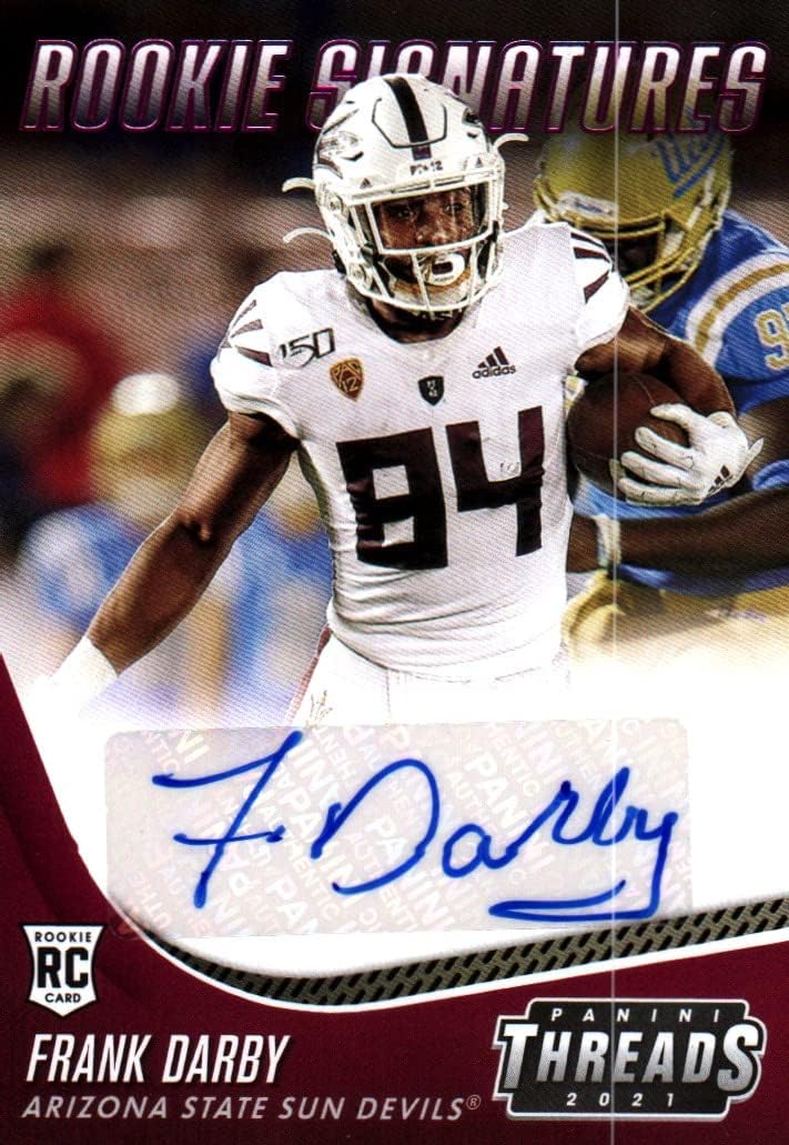 Frank Darby Rookie Signatures Autographed Rookie Card Collectible Football Card - 2021 Panini Threads Rookie Signatures Football Card #TS-FDB (ASU Sun Devils) Free Shipping