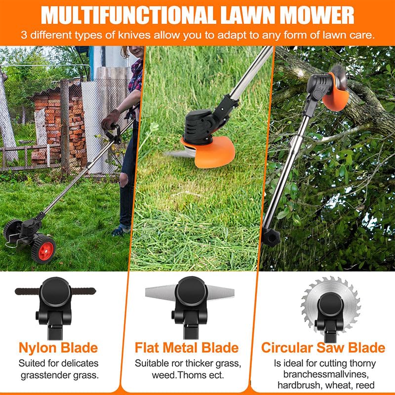 Image of Electric Wireless Rechargeable Edge Cutter 48V-2 Batteries-25cm Cutting Width|3-in-|Adjustable Height|3 Blade Types |Lawns & Gardens|Straight Blades Trimming Scissors. (Old-Black)