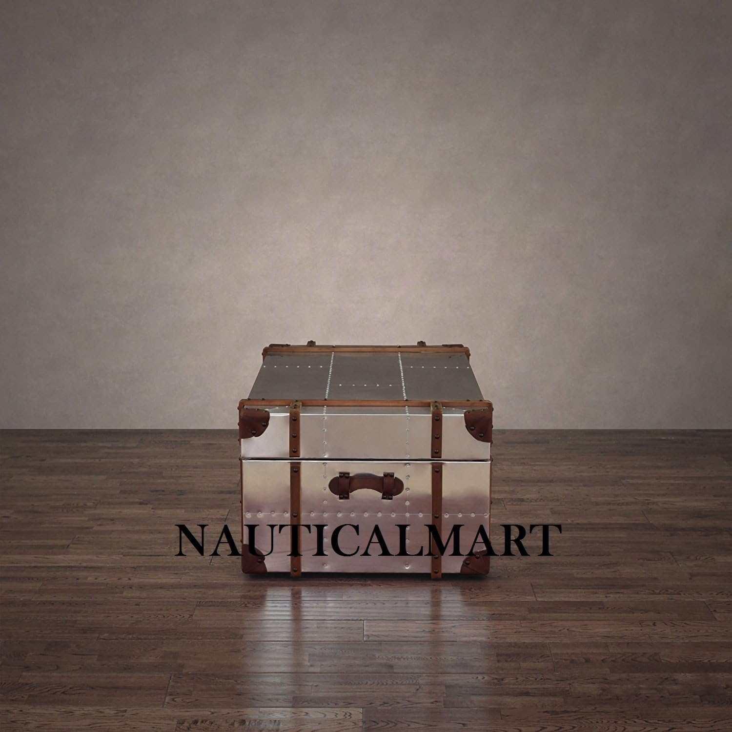 NauticalMart Commander Aluminum Storage Trunk Coffee Table