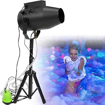 Large Stage Foam Machine, 1000W Party Foam Machine, Adjustable Angle Stage Effect Jet Foam Maker, 6-10m Distance/80m2 Area, for Outdoor, Water Park, Pool Black