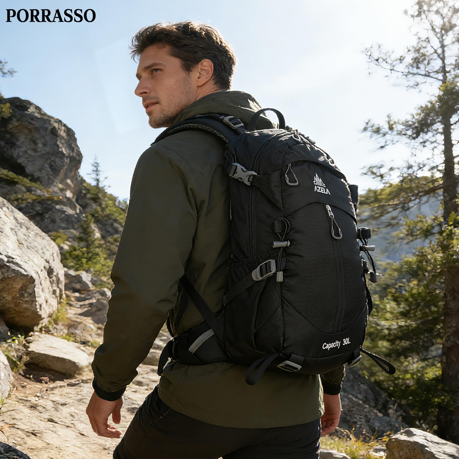 Zaino da trekking zaino da trekking zaino da 30 litri impermeabile in nylon resistente per donne uomini campeggio camminata arrampicata viaggi sport all'aria aperta