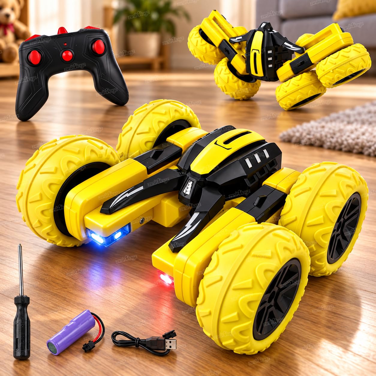 Zest 4 Toyz Remote Control Car Rechargeable RC Cars Stunt Car Double S