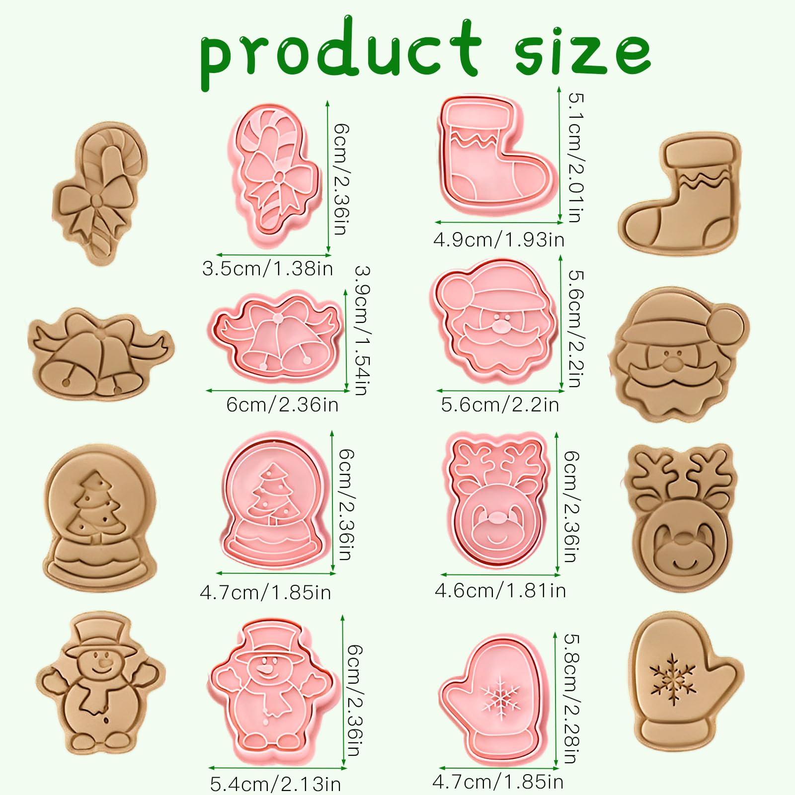 8-teiliges Weihnachts Keksausstecher Set - 3D Ausstechformen Mit Stempeln