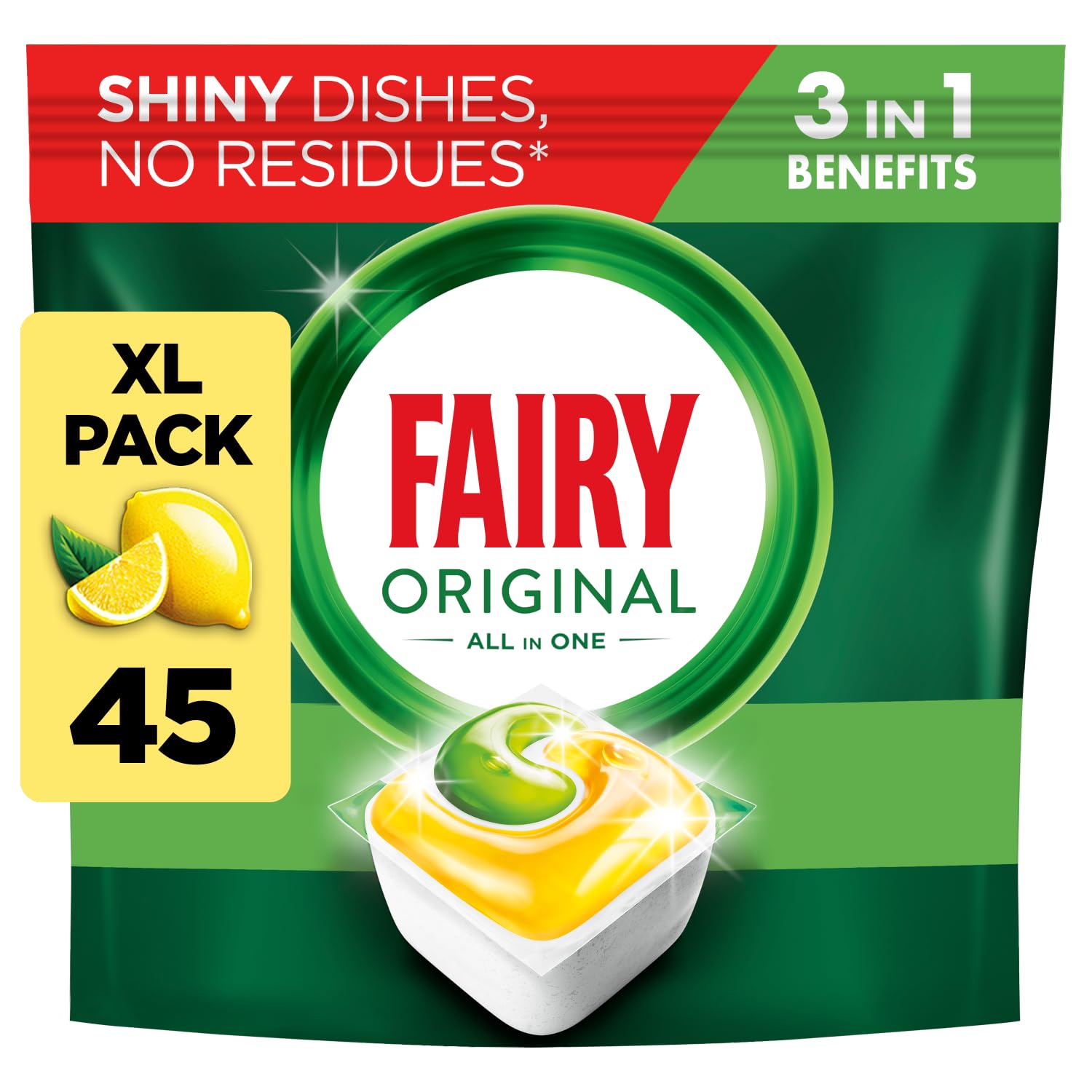 Fairy All In One Pastiglie Lavastoviglie Limone 45 Compresse Efficaci Anche Su Grasso Secco