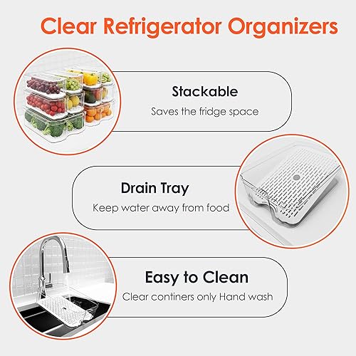 Miniatura 5 de Organizadores y almacenamiento de refrigerador, paquete de 10 cubos organizadores transparentes para congelador con tapas para cocina, despensa,