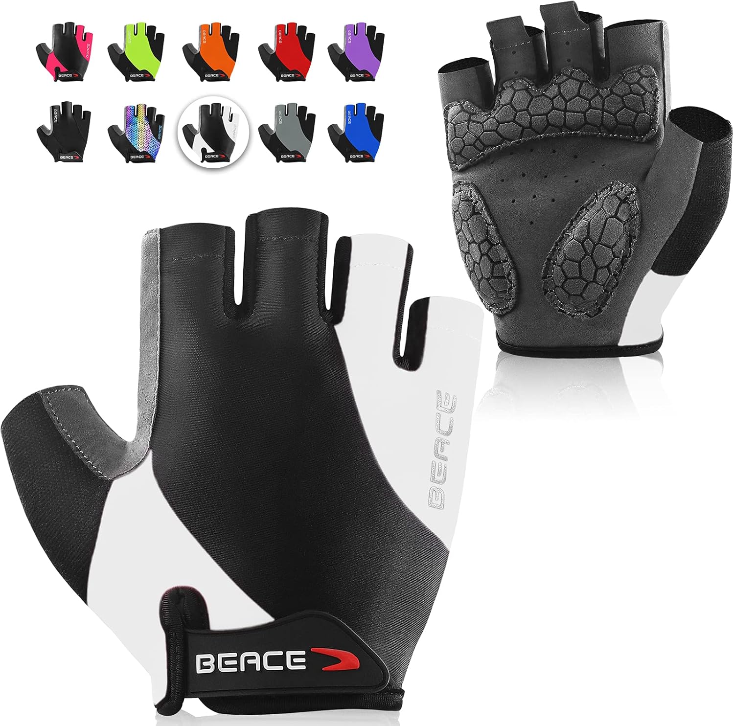 BEACE Cycling Gloves Bike Gloves Biking Gloves Half Finger Road Bike Bicycle Gloves for Men and Women-Breathable Anti-Slip Shock-Absorbing Pad Gym Motorcycle Light Weight Mountain Bike Gloves : Sports & Outdoors